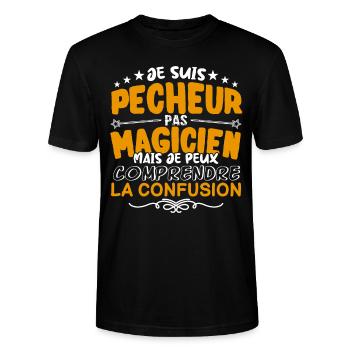 Pecheur | Pecheur pas Magicien | Meilleur Pecheur - T-shirt bio CRAFTER Stanley Stella Unisexe - noir - Devant - Alina (178cm) & Michal (187cm)