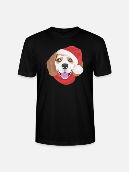 Beagle Merry Christmas - Stanley/Stella CRAFTER Unisex Organic T-Shirt - black
