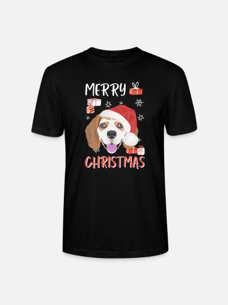 Beagle Merry Christmas - Stanley/Stella CRAFTER Unisex Organic T-Shirt - black