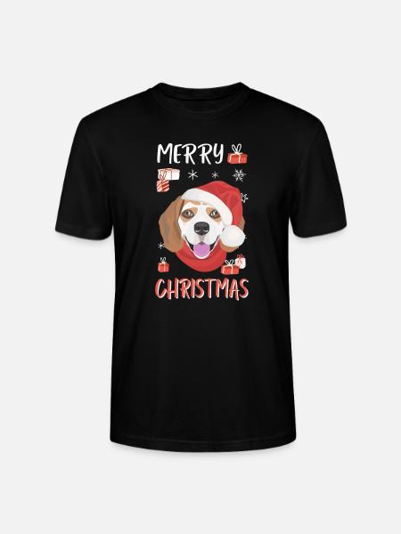 Beagle Frohe Weihnachten - Stanley/Stella Unisex Bio-T-Shirt CRAFTER - Schwarz