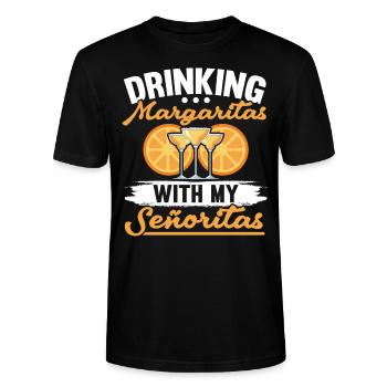 Margarita trinken mit meinen Señoritas Alkoholiker - Stanley/Stella Unisex Bio-T-Shirt CRAFTER - Schwarz - Vorne - Alina (178cm) & Michal (187cm)