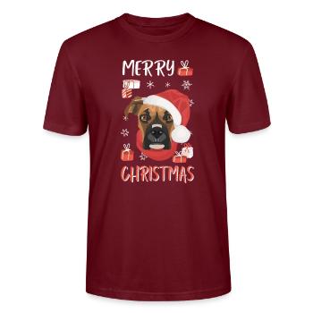 Boxer Joyeux Noël - T-shirt bio CRAFTER Stanley Stella Unisexe - bordeaux - Devant - Alina (178cm) & Michal (187cm)