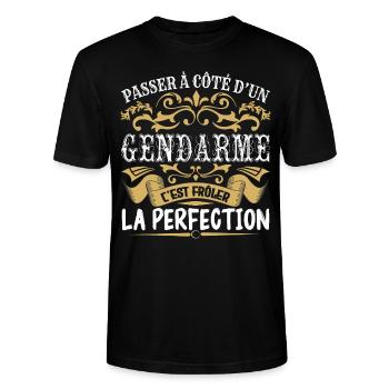 Le Meilleur Gendarme | Gendarme à la perfection - T-shirt bio CRAFTER Stanley Stella Unisexe - noir - Devant - Alina (178cm) & Michal (187cm)