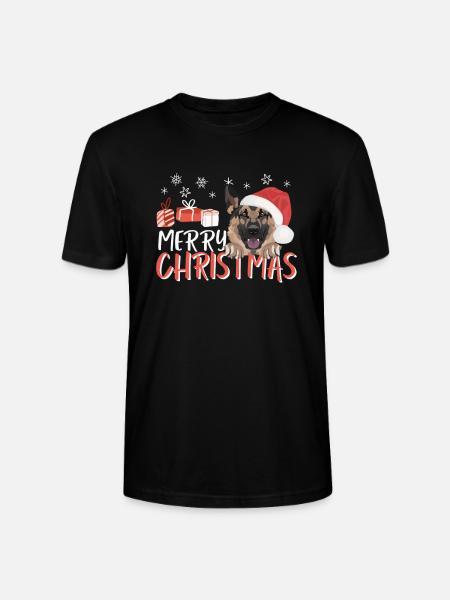 German Shepherd Merry Christmas - Stanley/Stella CRAFTER Unisex Organic T-Shirt - black