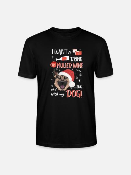 German Shepherd Mulled Wine Christmas - Stanley/Stella CRAFTER Unisex Organic T-Shirt - black