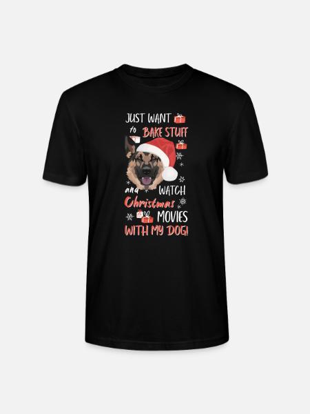 German Shepherd Merry Christmas - Stanley/Stella CRAFTER Unisex Organic T-Shirt - black