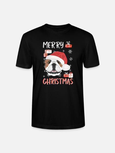 Bouledogue anglais Joyeux Noël - T-shirt bio CRAFTER Stanley Stella Unisexe - noir