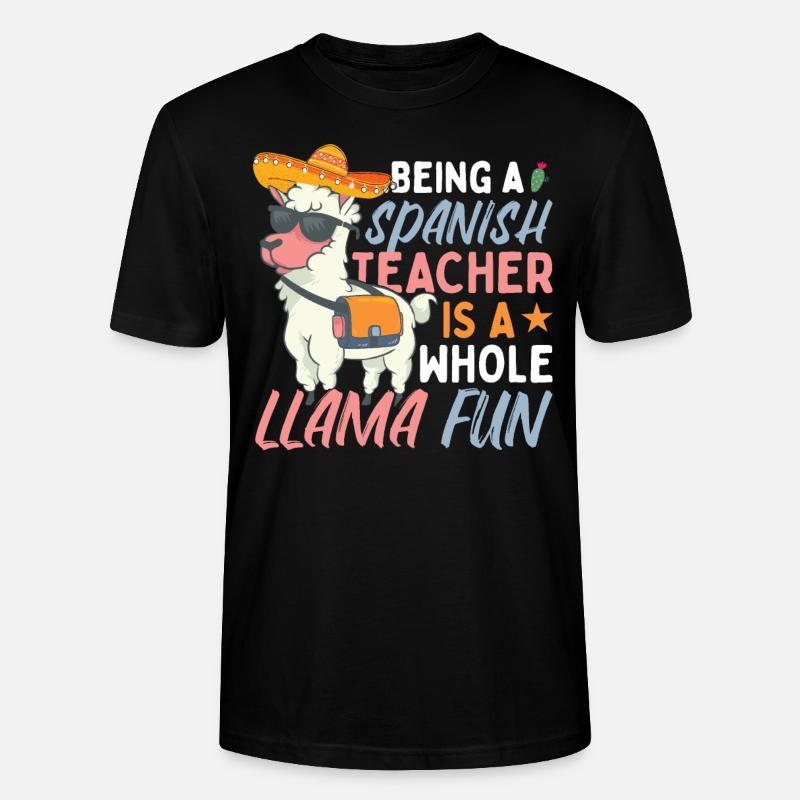 Drôle de professeur d’espagnol Llama - T-shirt bio CRAFTER Stanley Stella Unisexe - noir