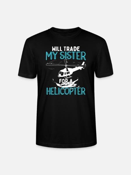 Funny Kids Helicopter - Stanley/Stella CRAFTER Unisex Organic T-Shirt - black