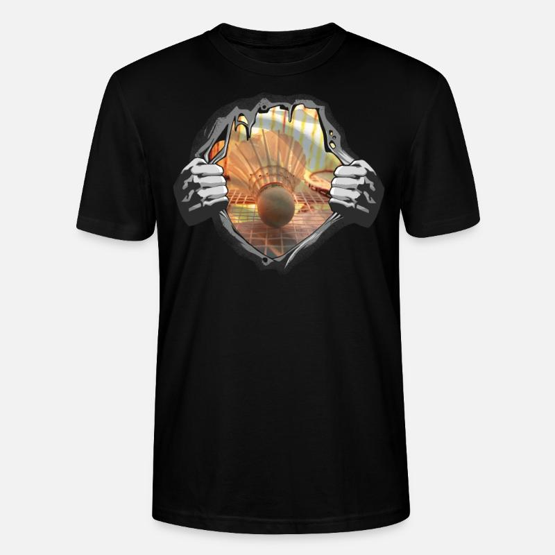 Badminton Spieler Geschenkidee Design - Stanley/Stella Unisex Bio-T-Shirt CRAFTER - Schwarz