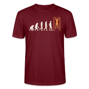 Calisthenics Evolution Fitness Workout Übung - Stanley/Stella Unisex Bio-T-Shirt CRAFTER - Burgunderrot - Vorne - Alina (178cm) & Michal (187cm)