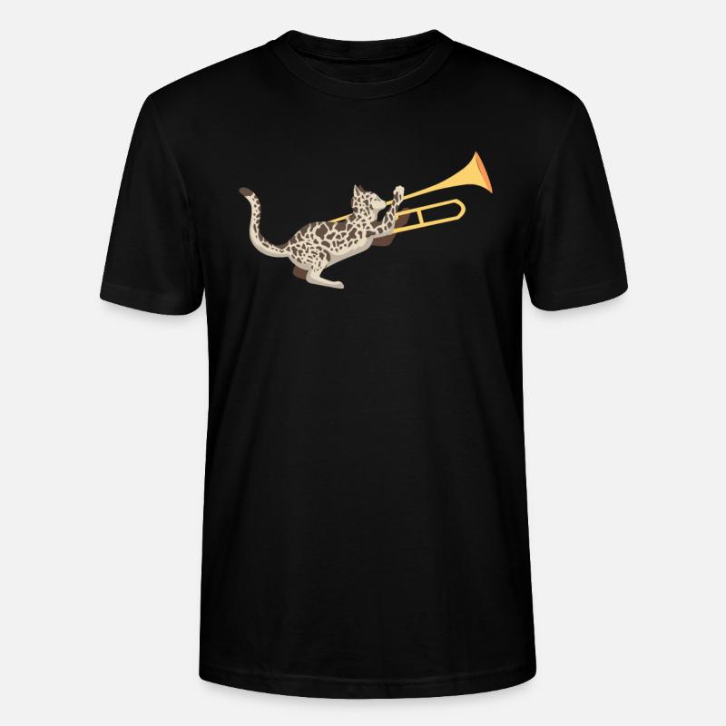 Musicien avec chat avec trombone - T-shirt bio CRAFTER Stanley Stella Unisexe - noir