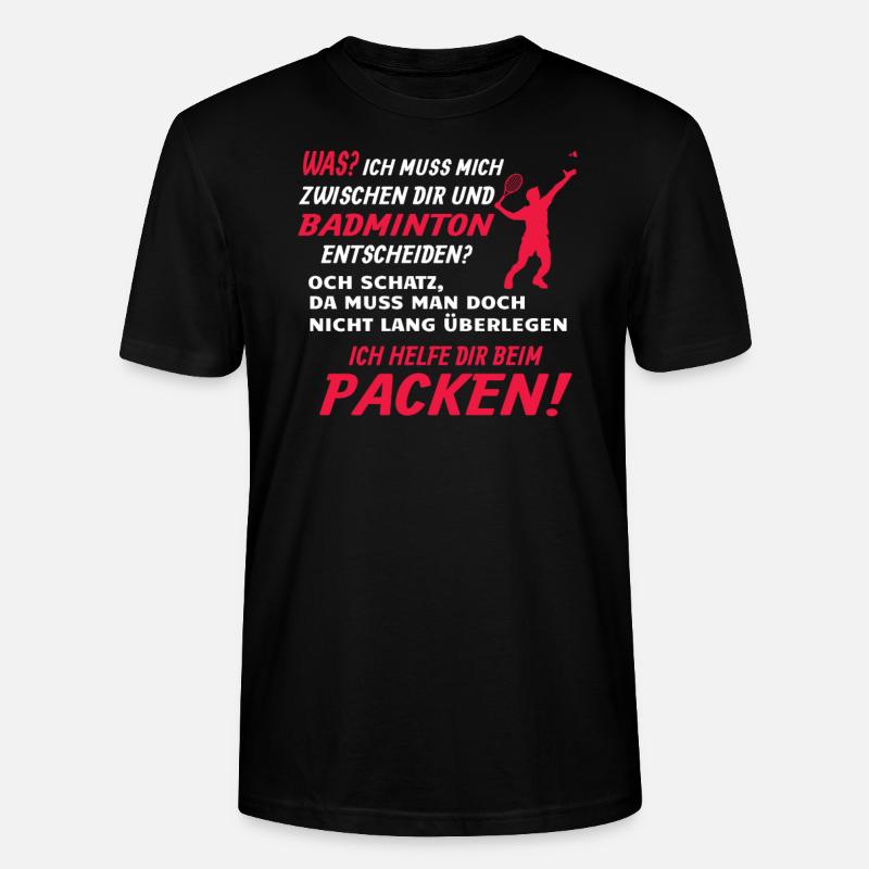 Badminton Geschenkidee Sport Design - Stanley/Stella Unisex Bio-T-Shirt CRAFTER - Schwarz
