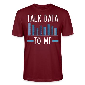 Talk Data To Me Statistiques Profession Statisticien - T-shirt bio CRAFTER Stanley Stella Unisexe - bordeaux - Devant - Alina (178cm) & Michal (187cm)