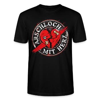 Asshole with heart - Stanley/Stella CRAFTER Unisex Organic T-Shirt - black - Front - Alina (178cm) & Michal (187cm)