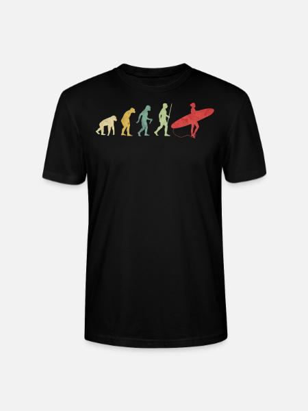 Surfing Board Girl Evolution - Stanley/Stella CRAFTER Unisex Organic T-Shirt - black