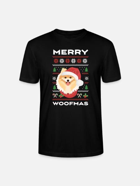 Zwergspitz Frohe Weihnachten - Stanley/Stella Unisex Bio-T-Shirt CRAFTER - Schwarz