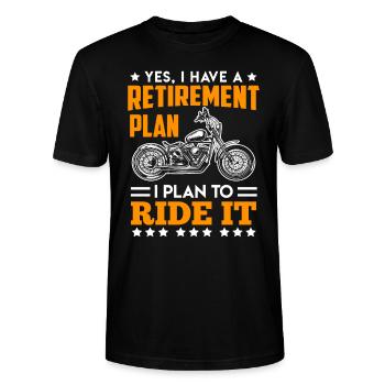Biker Pensioner Retirement Motorcycling - Stanley/Stella CRAFTER Unisex Organic T-Shirt - black - Front - Alina (178cm) & Michal (187cm)