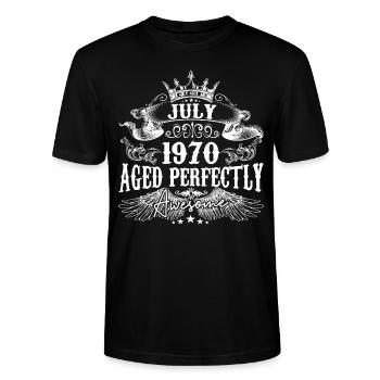 1970| Juli 1970 Geburtstag Perfekt gealtert - Stanley/Stella Unisex Bio-T-Shirt CRAFTER - Schwarz - Vorne - Alina (178cm) & Michal (187cm)