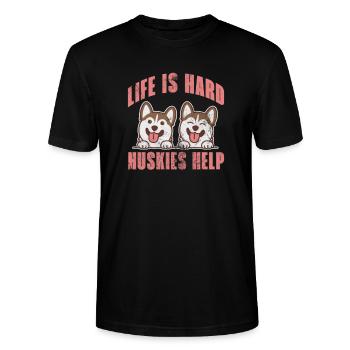 Husky - Stanley/Stella Unisex Bio-T-Shirt CRAFTER - Schwarz - Vorne - Alina (178cm) & Michal (187cm)