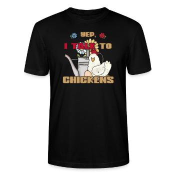 Vintage Chicken Watering Can Yep I Talk To Chickens - Stanley/Stella CRAFTER Unisex Organic T-Shirt - black - Front - Alina (178cm) & Michal (187cm)