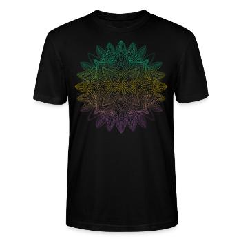 Colorful Mandala Design - Stanley/Stella CRAFTER Unisex Organic T-Shirt - black - Front - Alina (178cm) & Michal (187cm)