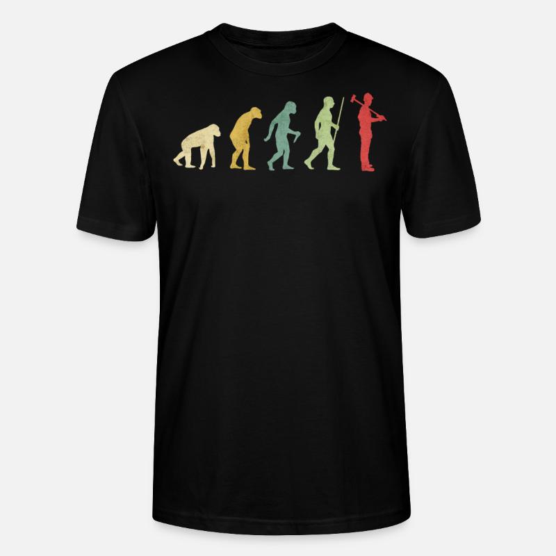 Construction Worker Evolution - Stanley/Stella CRAFTER Unisex Organic T-Shirt - black