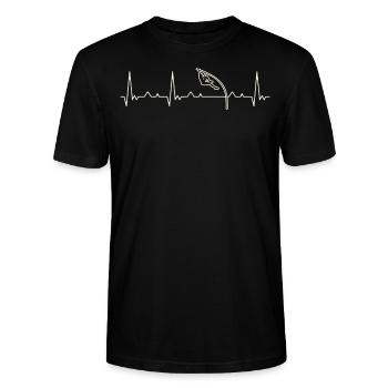 Stabhochsprung. Herz. Liebe. Ekg. Impuls. - Stanley/Stella Unisex Bio-T-Shirt CRAFTER - Schwarz - Vorne - Alina (178cm) & Michal (187cm)