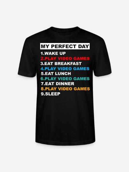 My Perfect Day Video Games Funny Cool Gamer - Stanley/Stella CRAFTER Unisex Organic T-Shirt - black