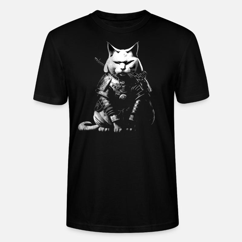 Cool Samurai Cat - Stanley/Stella CRAFTER Unisex Organic T-Shirt - black