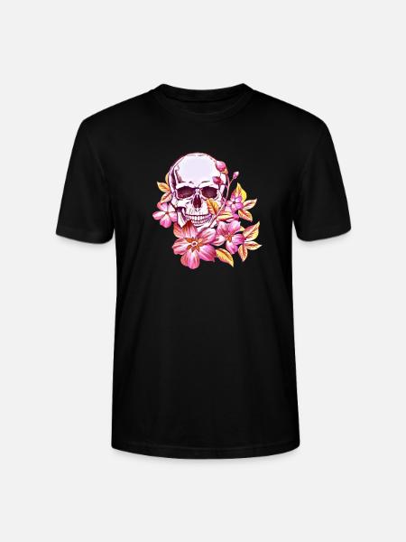 Crâne avec fleurs cadeau violet - T-shirt bio CRAFTER Stanley Stella Unisexe - noir