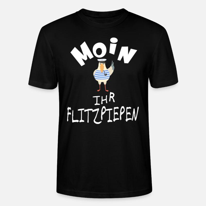 Moin ihr Flitzpiepen lustige Möwe - Stanley/Stella Unisex Bio-T-Shirt CRAFTER - Schwarz