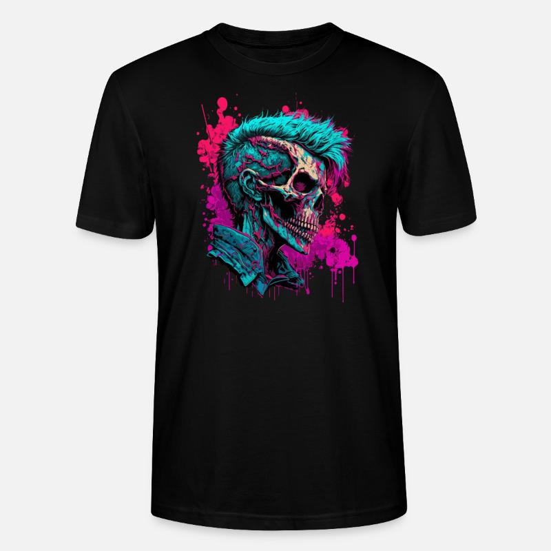 Rave Zombie Skull - Stanley/Stella Unisex Bio-T-Shirt CRAFTER - Schwarz
