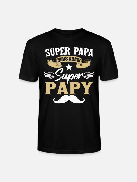 Super Papa Papy - T-shirt bio CRAFTER Stanley Stella Unisexe - noir