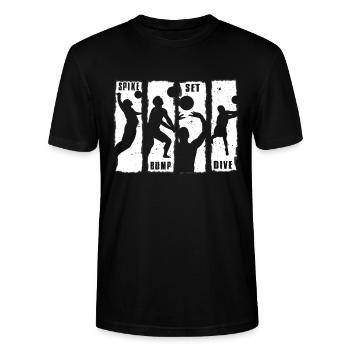 Spike Bump Set Dive Volleyball Cadeau graphique - T-shirt bio CRAFTER Stanley Stella Unisexe - noir - Devant - Alina (178cm) & Michal (187cm)