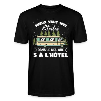 Camping Car Dicton Camping - T-shirt bio CRAFTER Stanley Stella Unisexe - noir - Devant - Alina (178cm) & Michal (187cm)