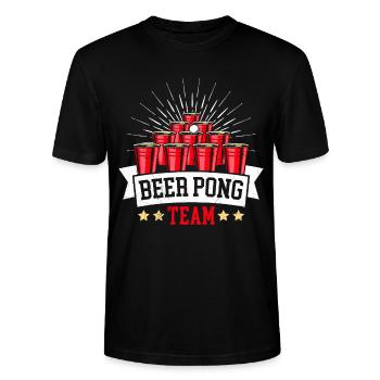 Beer Pong Team Bierpong Team Party Bier Pong - Stanley/Stella Unisex Bio-T-Shirt CRAFTER - Schwarz - Vorne - Alina (178cm) & Michal (187cm)