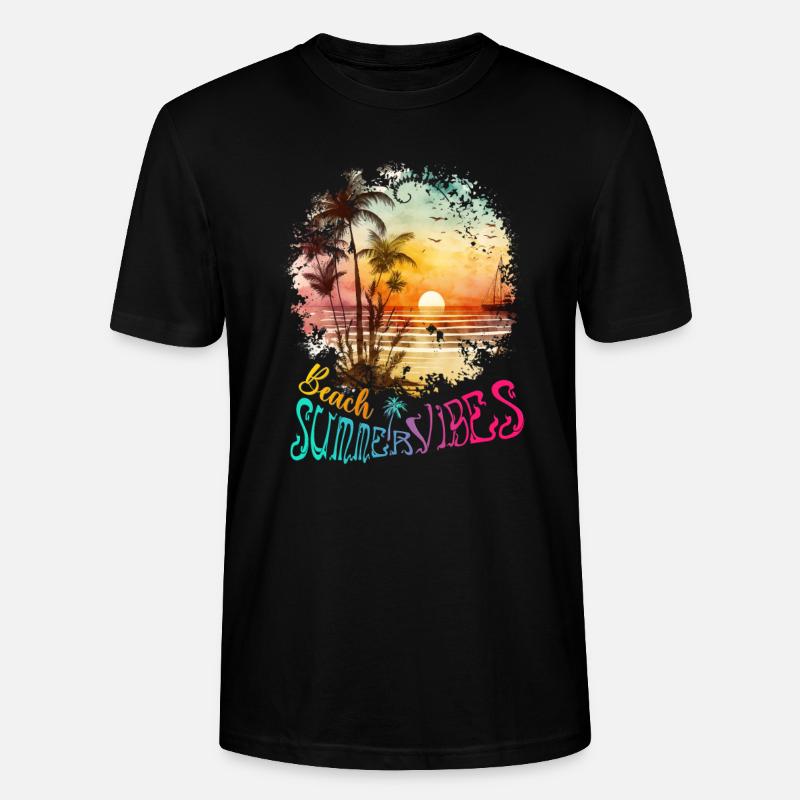 Beach Summer Vibes Surfer Geschenk - Stanley/Stella Unisex Bio-T-Shirt CRAFTER - Schwarz