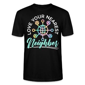 Liebe deinen nächsten Nachbarn Künstliche Intelligenz - Stanley/Stella Unisex Bio-T-Shirt CRAFTER - Schwarz - Vorne - Alina (178cm) & Michal (187cm)
