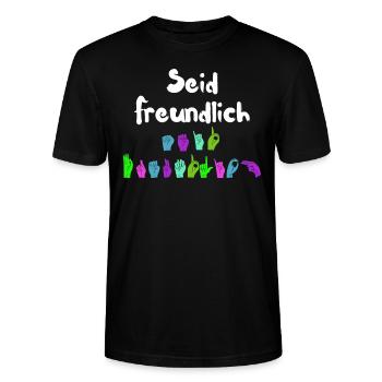 Mental Health Seid freundlich zu euch - Stanley/Stella Unisex Bio-T-Shirt CRAFTER - Schwarz - Vorne - Alina (178cm) & Michal (187cm)