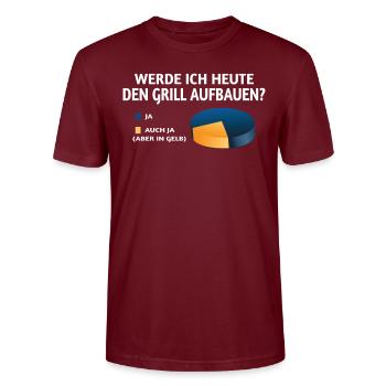 Grillen und Camper Geschenkidee - Stanley/Stella Unisex Bio-T-Shirt CRAFTER - Burgunderrot - Vorne - Alina (178cm) & Michal (187cm)