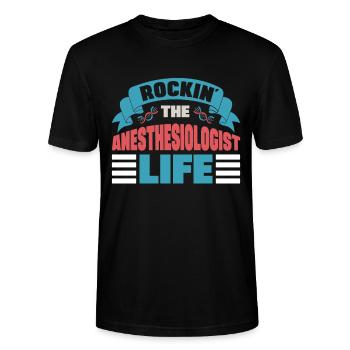 Rockin The Anesthesiologist Life Nurse Anesthesia - Stanley/Stella Unisex Bio-T-Shirt CRAFTER - Schwarz - Vorne - Alina (178cm) & Michal (187cm)