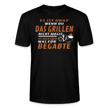 Grillen und Camper Geschenkidee - Stanley/Stella Unisex Bio-T-Shirt CRAFTER - Schwarz - Vorne - Alina (178cm) & Michal (187cm)