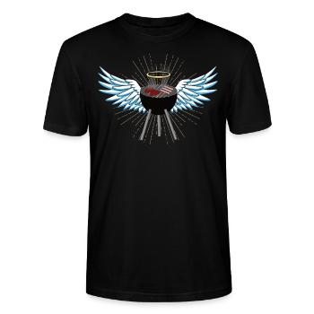 Grillen und Camper Geschenkidee - Stanley/Stella Unisex Bio-T-Shirt CRAFTER - Schwarz - Vorne - Alina (178cm) & Michal (187cm)