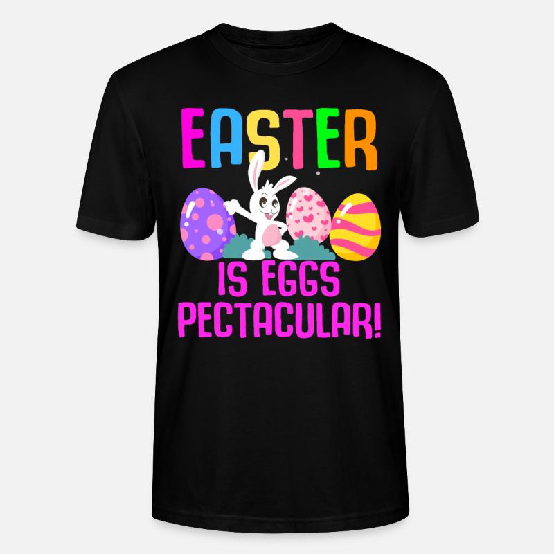 Easter Rabbit Easter Flowers Eggs - Stanley/Stella CRAFTER Unisex Organic T-Shirt - black