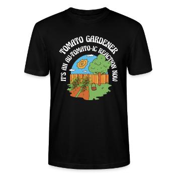 Tomato Gardening Lover Lustiger Gärtner - Stanley/Stella Unisex Bio-T-Shirt CRAFTER - Schwarz - Vorne - Alina (178cm) & Michal (187cm)