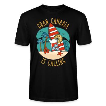 Kanarische Inseln Gran Canaria Is Calling - Stanley/Stella Unisex Bio-T-Shirt CRAFTER - Schwarz - Vorne - Alina (178cm) & Michal (187cm)