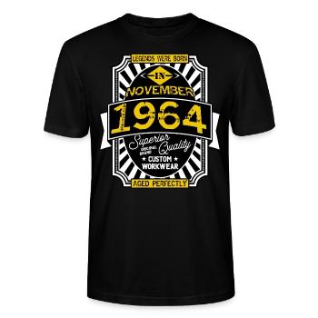 1964 NOVEMBER - Stanley/Stella CRAFTER Unisex Organic T-Shirt - black - Front - Alina (178cm) & Michal (187cm)