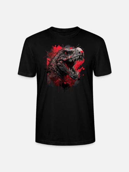 T-Rex looks evil - Stanley/Stella CRAFTER Unisex Organic T-Shirt - black