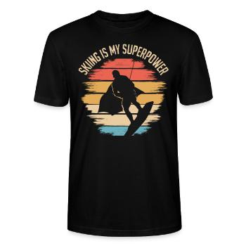 Wasserski Mein Superpower Wasserski - Stanley/Stella Unisex Bio-T-Shirt CRAFTER - Schwarz - Vorne - Alina (178cm) & Michal (187cm)